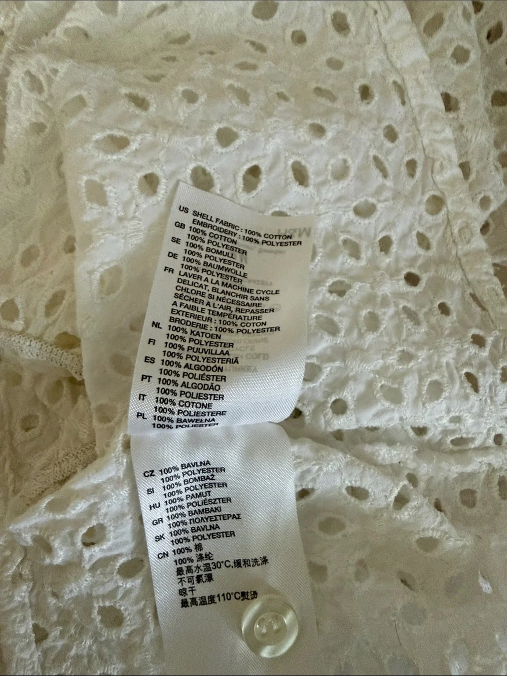 Women’s White Eyelet Peplum Puff-Sleeve Top